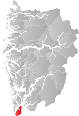 Lage der Kommune in der Provinz Vestland