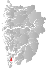 Lage der Kommune in der Provinz Vestland