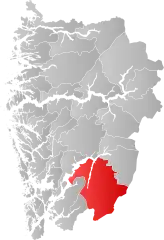 Lage der Kommune in der Provinz Vestland