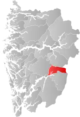 Lage der Kommune in der Provinz Vestland