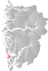 Lage der Kommune in der Provinz Vestland