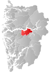 Lage der Kommune in der Provinz Vestland