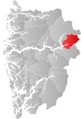 Lage der Kommune in der Provinz Vestland