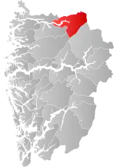 Lage der Kommune in der Provinz Vestland