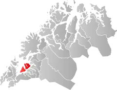 Lage der Kommune in der Provinz Troms