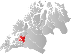 Lage der Kommune in der Provinz Troms