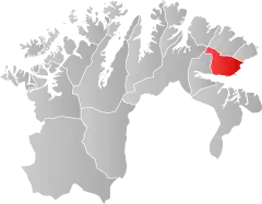 Lage der Kommune in der Provinz Finnmark