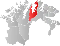 Lage der Kommune in der Provinz Finnmark