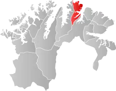 Lage der Kommune in der Provinz Finnmark