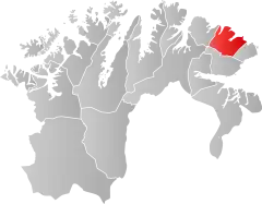 Lage der Kommune in der Provinz Finnmark