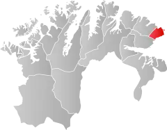 Lage der Kommune in der Provinz Finnmark