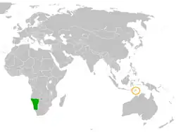 Lage von Namibia und Osttimor