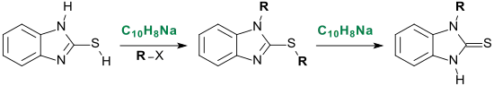 Alkylierung von 2-Mercaptobenzimidazol mittels Naphthalin-Natrium