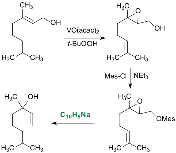 Umwandlung von Geraniol in Linalool mittel Naphthalin-Natrium