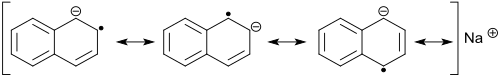 Mesomerieformen des Naphthalin-Natrium-Radikalanions