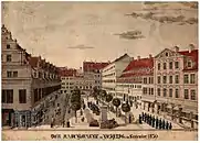 Naschmarkt mit Burgkeller (rechts), 1830