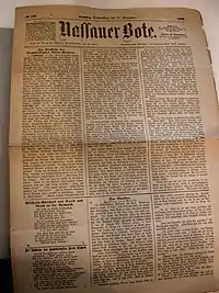 Titelseite des Nassauer Boten vom 20. Dezember 1883