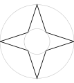 4-zackiger NATO-Stern 
  
    
      
        α
        =
        π
        
          /
        
        5
      
    
    {\displaystyle \alpha =\pi /5}