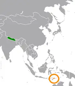 Lage von Nepal und Osttimor