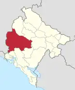 Karte von Montenegro, Position von Nikšić hervorgehoben