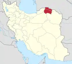 Lage der Provinz Nord-Chorasan im Iran