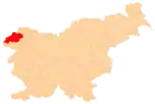 Karte von Slowenien, Position von Bovec hervorgehoben