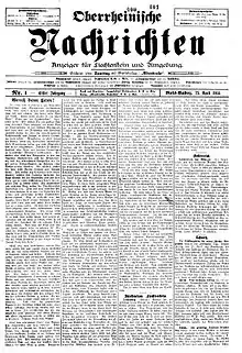 Titelseite der Erstausgabe der Oberrheinischen Nachrichten vom 25. April 1914.