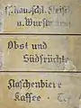 Unersichtlich, warum Obst mit s geschrieben wurde und nicht mit ſ wie bei Wurſtwaren; ansonsten korrekte Anwendung von Lang-s und Rund-s