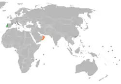 Lage von Portugal und Oman