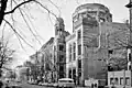 Blick von der Oranienburger Straße auf die Neue Synagoge und die Heckmannhöfe, 1984