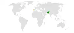 Lage von Portugal und Pakistan