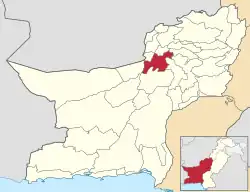 Karte von Pakistan, Position von Mastung hervorgehoben