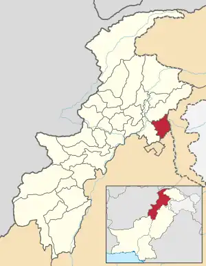 Karte von Pakistan, Position von Distrikt Abbottabad hervorgehoben