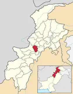 Karte von Pakistan, Position von Distrikt Peshawar hervorgehoben