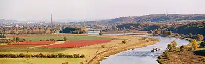 Blick von der Bosel bei Meißen in Richtung Dresden und Sächsische Schweiz