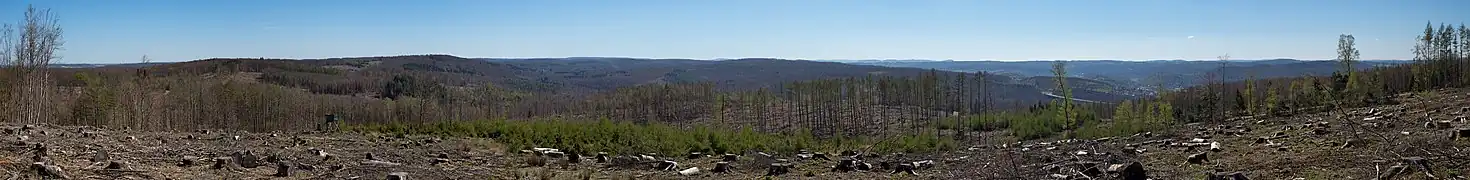 Aussicht vom Lemmberg über das Gelände des Breitenbrucher Waldes 2022