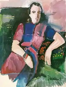 Paul Nicolaus: Porträt der Malerin Mia Münster, 1941, Gouache, 65 × 50 cm, Privatbesitz.