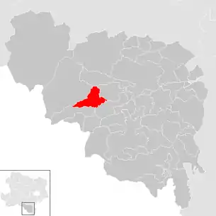 Lage der Gemeinde Payerbach im Bezirk Neunkirchen (anklickbare Karte)