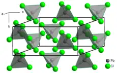 Kristallstruktur Elementarzelle von PbCl4 bei 150 K