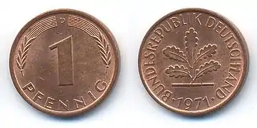 1 Pfennig der Deutschen Mark (Bundesrepublik Deutschland)