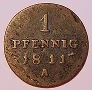 Branden­burgischer Pfennig von 1811, Wertseite