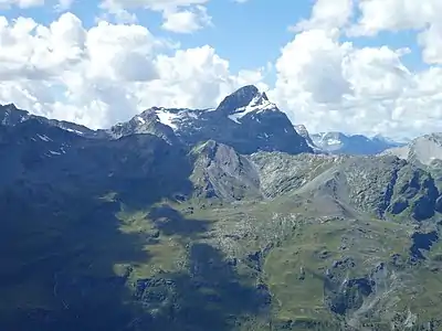 Blick nach Westen zum Piz Platta.