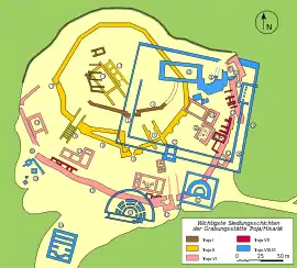 Karte des Burghügels (Hisarlık) von Troja