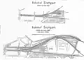 Planskizzen alter Bahnhof Stuttgart 1845 und 1868