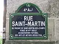 Straßenschild der Rue Saint-Martin