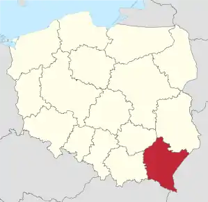 Lage der Woiwodschaft Karpatenvorland in Polen