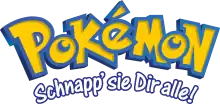 Pokémon-Logo der ersten Generation mit dem Untertitel „Schnapp’ sie Dir alle!“