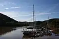 Blick auf den historischen Erzhafen von Pormarão am Rio Guadiana