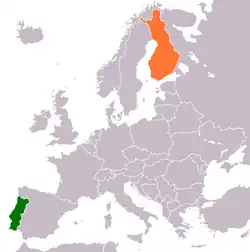 Lage von Portugal und Finnland