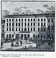 Hotel „Zum schwarzen Ross“, Am Graben, Lithographie, um 1820